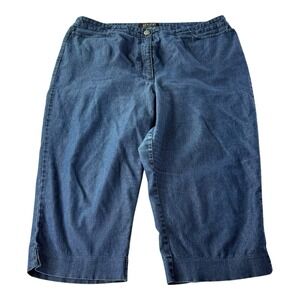 New York & Company Womens Size 14 Blue Denim Capri Cropped Stretch